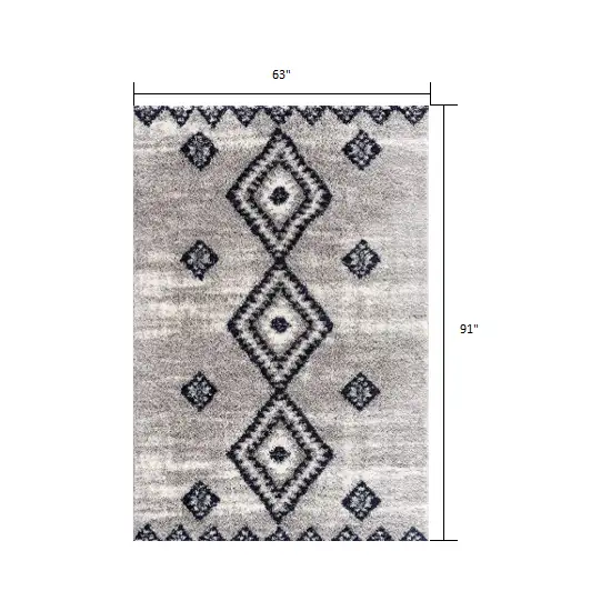 Gray and Navy Boho Chic Area Rug Photo 2