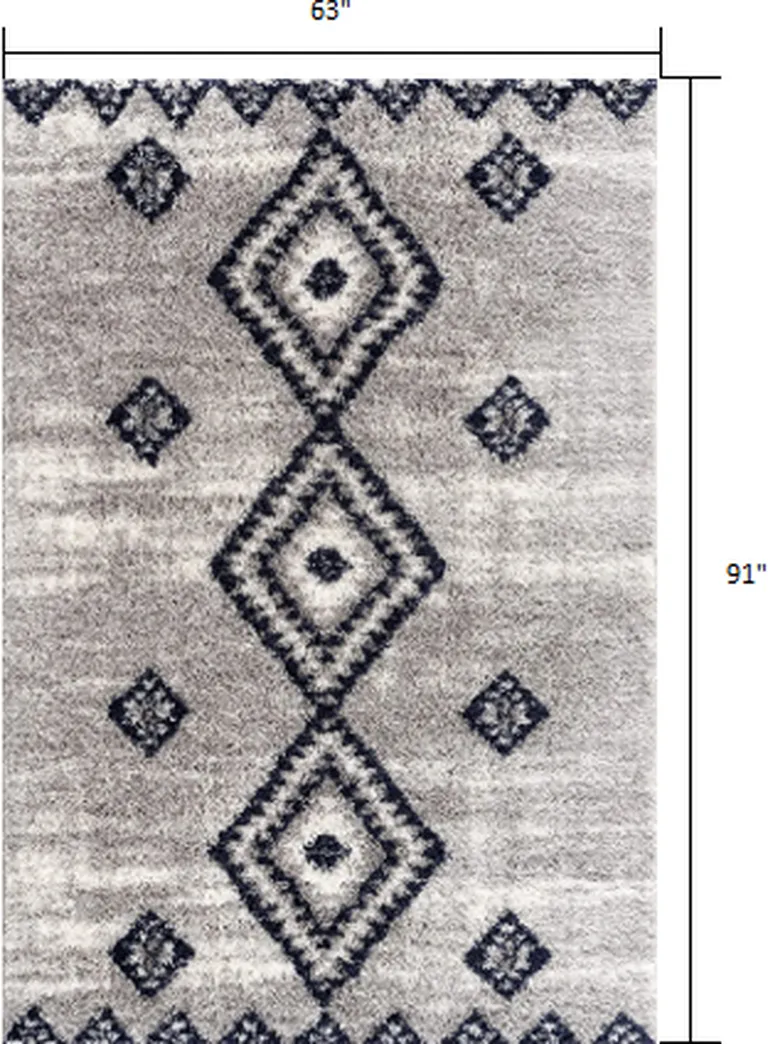 Gray and Navy Boho Chic Area Rug Photo 2