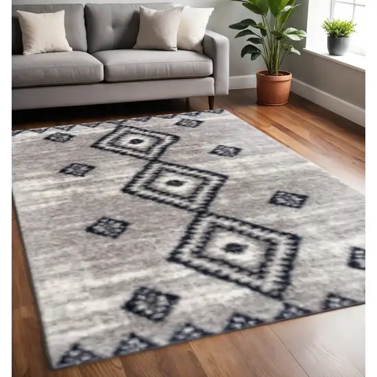 Gray And Navy Boho Chic Area Rug Photo 1