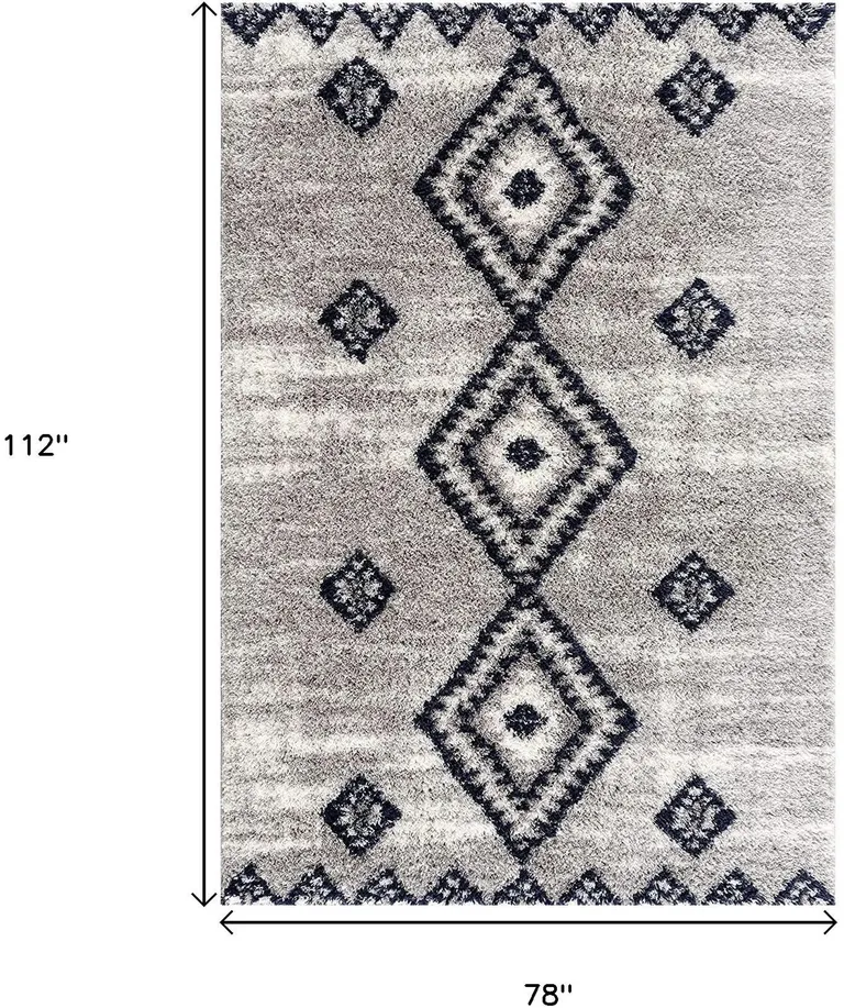 Gray and Navy Boho Chic Area Rug Photo 3