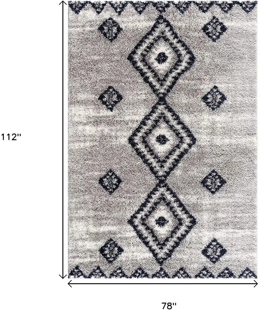 Gray And Navy Boho Chic Area Rug Photo 3