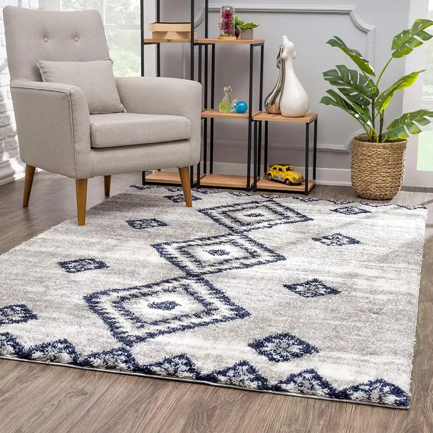 Gray And Navy Boho Chic Area Rug Photo 8