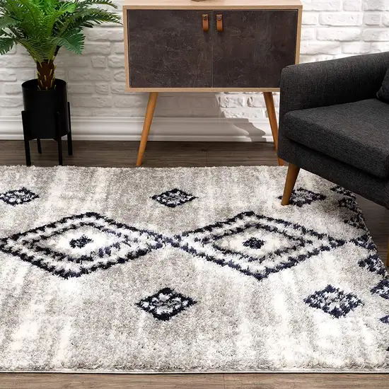Gray and Navy Boho Chic Area Rug Photo 3