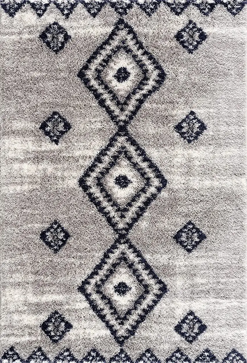 Gray and Navy Boho Chic Area Rug Photo 1
