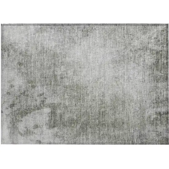 Gray and Off White Abstract Washable Non Skid Indoor Outdoor Area Rug Photo 9