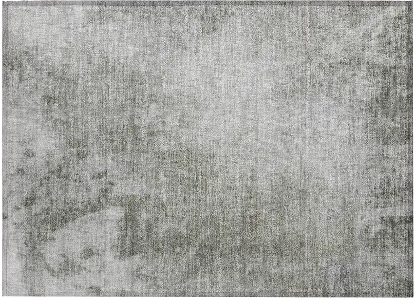 Gray and Off White Abstract Washable Non Skid Indoor Outdoor Area Rug Photo 9