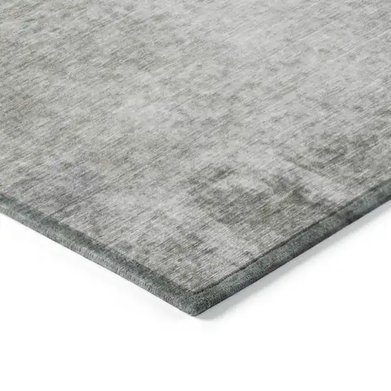Gray and Off White Abstract Washable Non Skid Indoor Outdoor Area Rug Photo 4