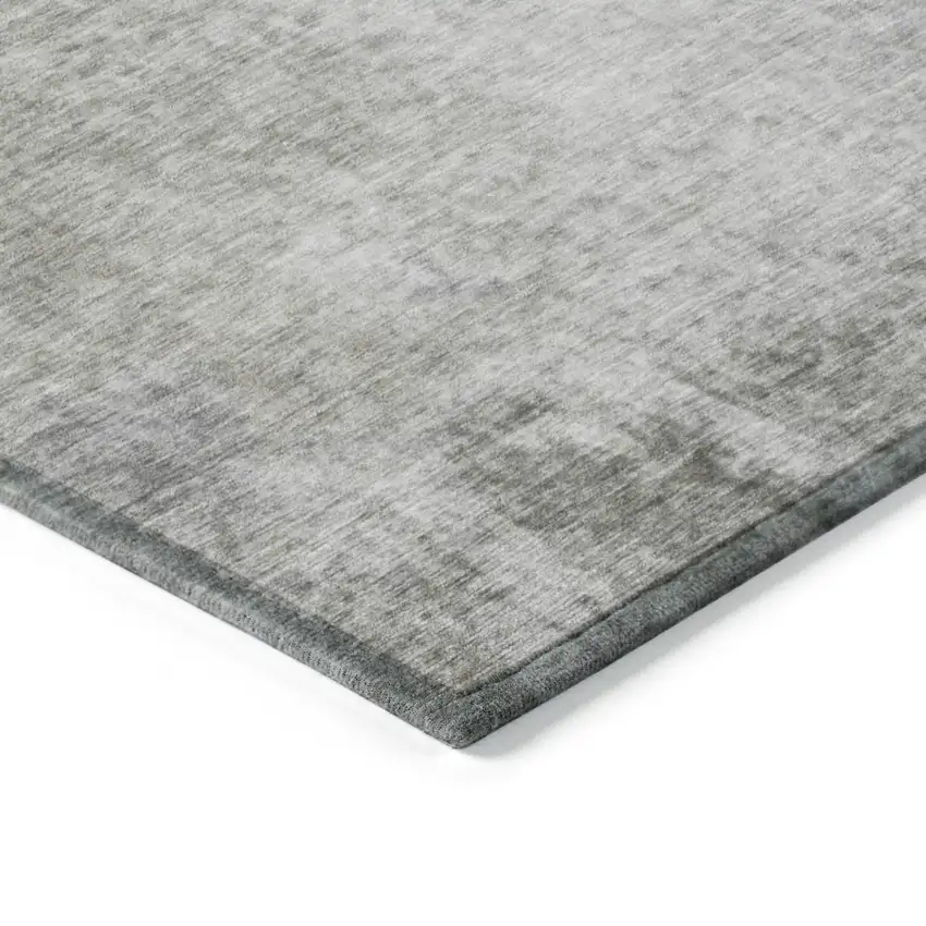 Gray and Off White Abstract Washable Non Skid Indoor Outdoor Area Rug Photo 4