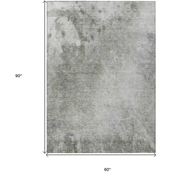 Gray and Off White Abstract Washable Non Skid Indoor Outdoor Area Rug Photo 6