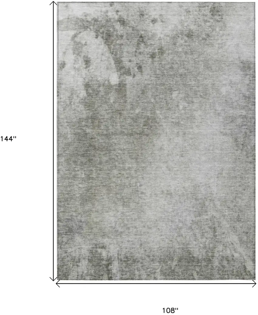 Gray and Off White Abstract Washable Non Skid Indoor Outdoor Area Rug Photo 3