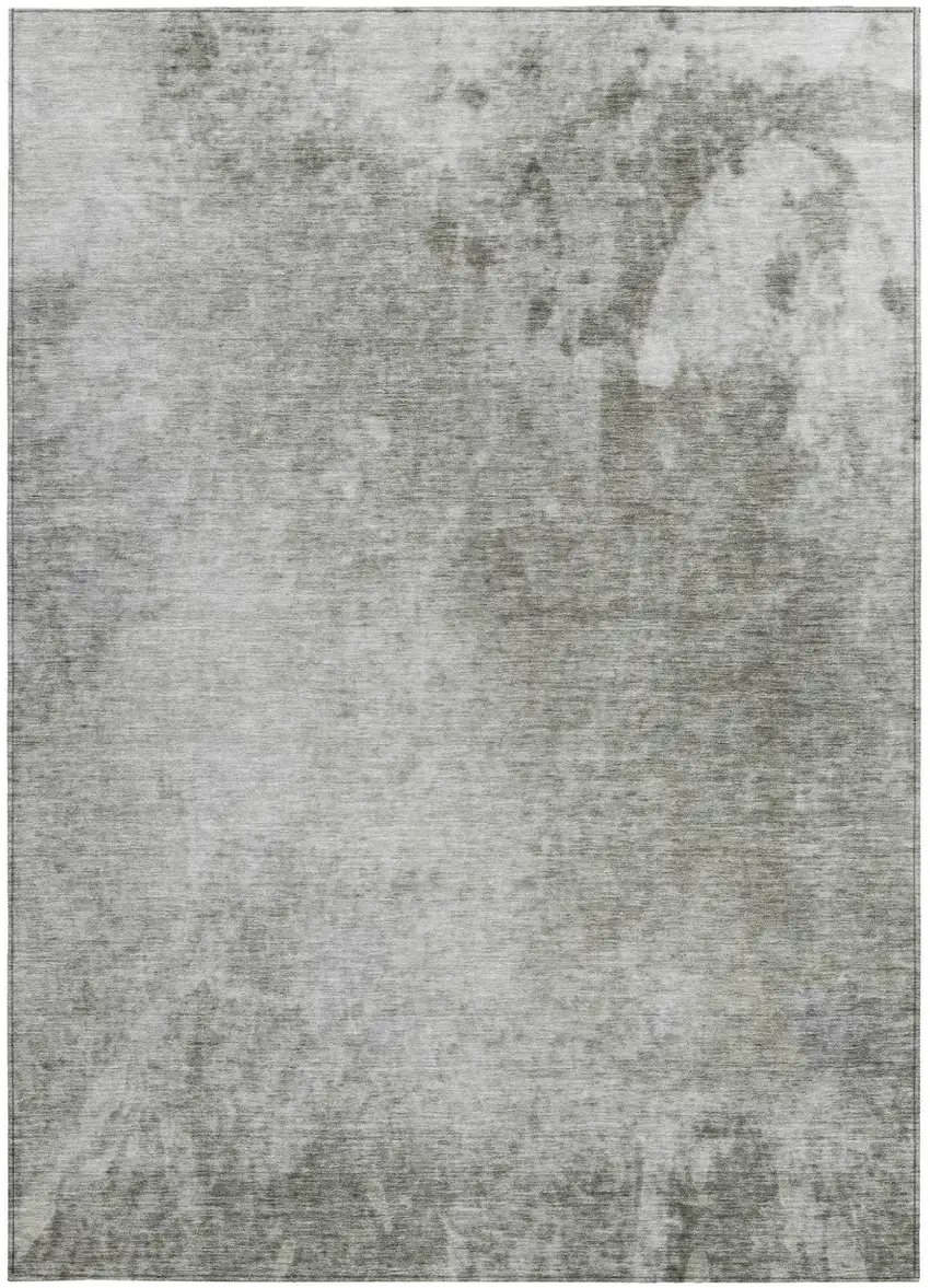 Gray and Off White Abstract Washable Non Skid Indoor Outdoor Area Rug Photo 4