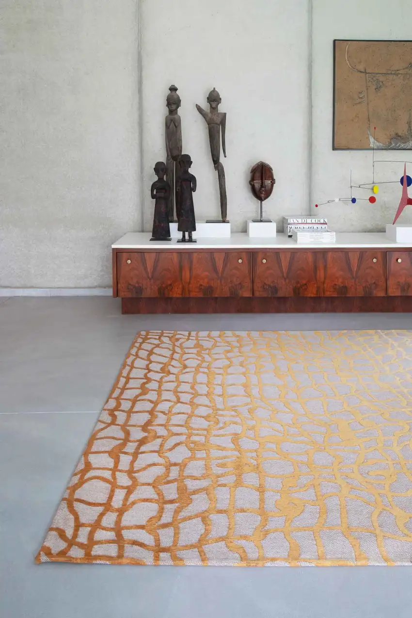 Gray and Orange Abstract Non Skid Area Rug Photo 8