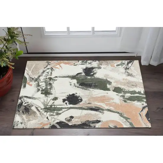 Gray and Orange Abstract Non Skid Area Rug Photo 1