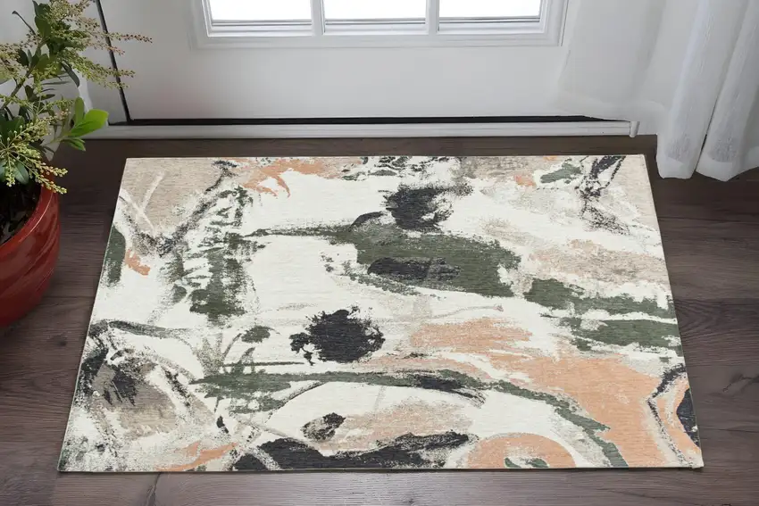 Gray and Orange Abstract Non Skid Area Rug Photo 1
