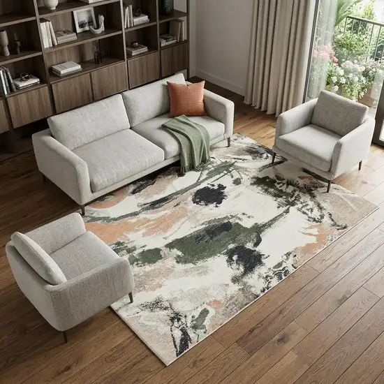 Gray and Orange Abstract Non Skid Area Rug Photo 1