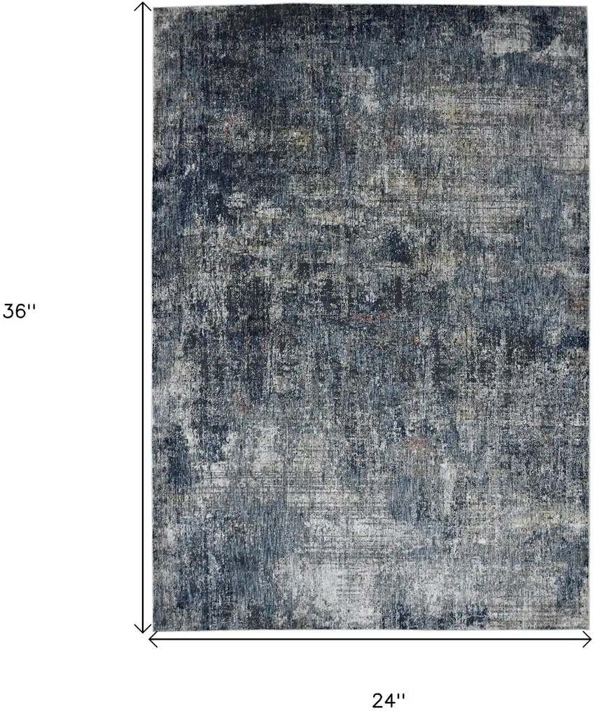 Gray and Orange Abstract Power Loom Area Rug Photo 6