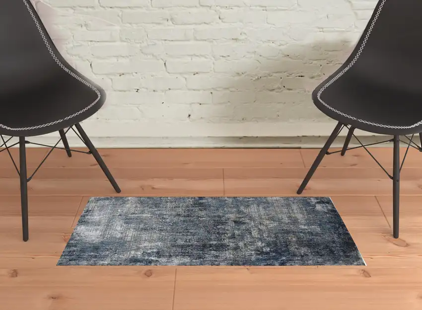 Gray and Orange Abstract Power Loom Area Rug Photo 2