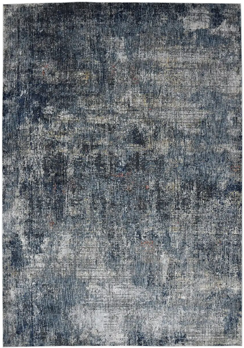 Gray and Orange Abstract Power Loom Area Rug Photo 1
