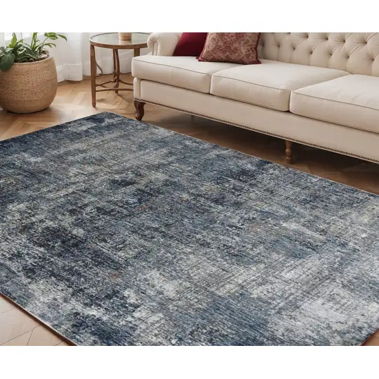 Ivory Navy and Gray Abstract Power Loom Area Rug Photo 1