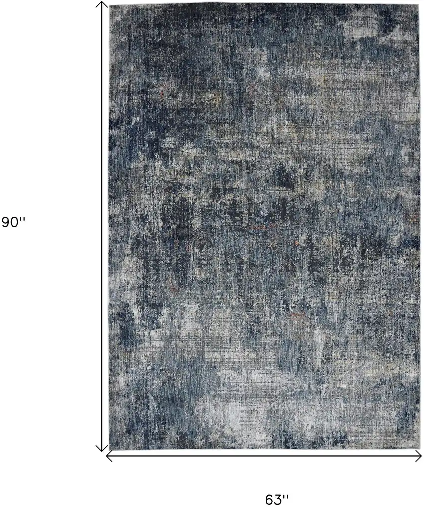 Gray and Orange Abstract Power Loom Area Rug Photo 6