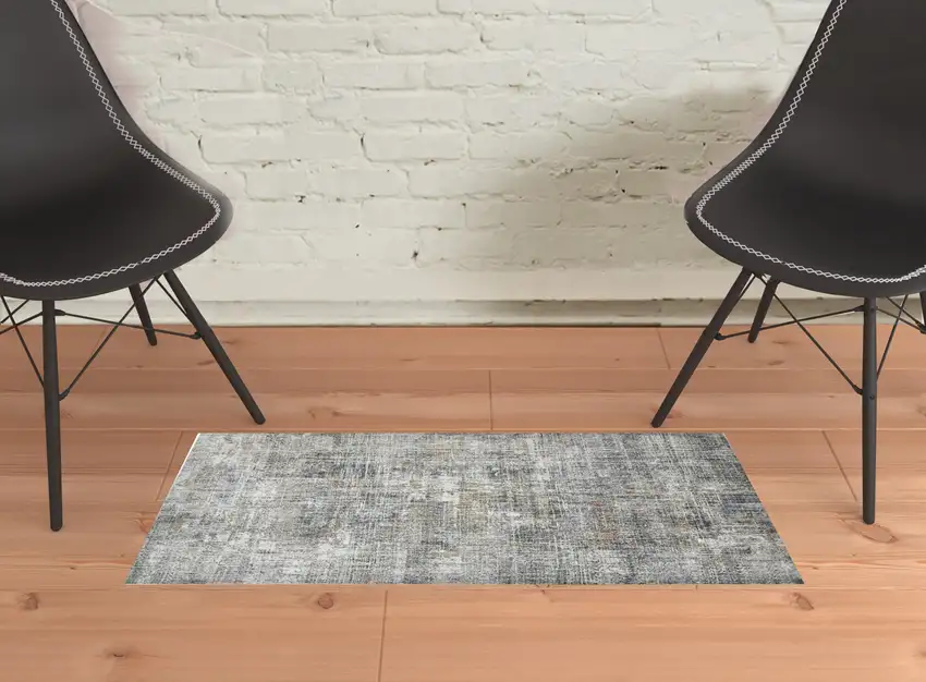 Gray and Orange Abstract Power Loom Area Rug Photo 2