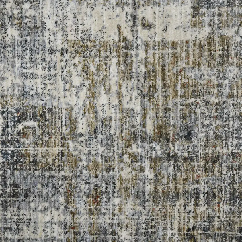 Gray and Orange Abstract Power Loom Area Rug Photo 7