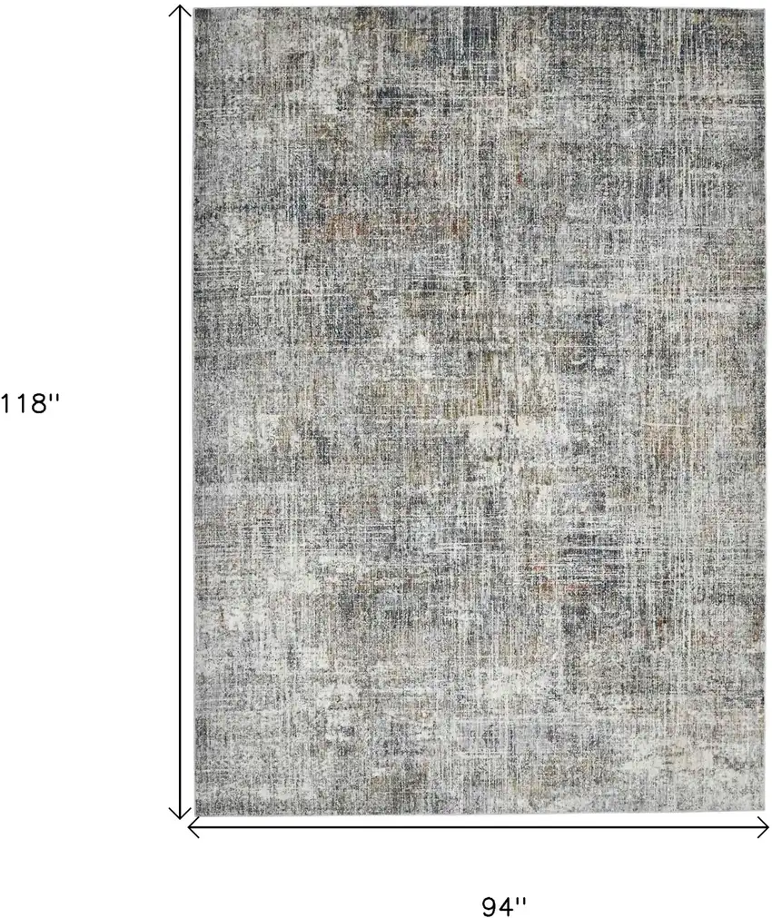 Gray and Orange Abstract Power Loom Area Rug Photo 6