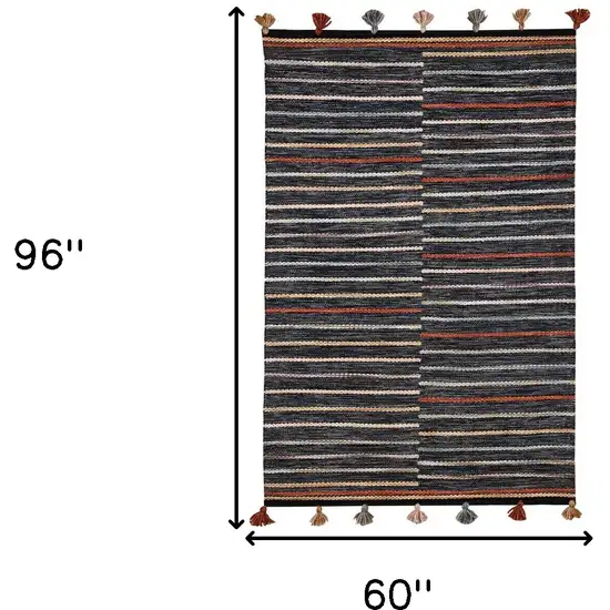 Gray and Orange Geometric Hand Woven Area Rug Photo 3
