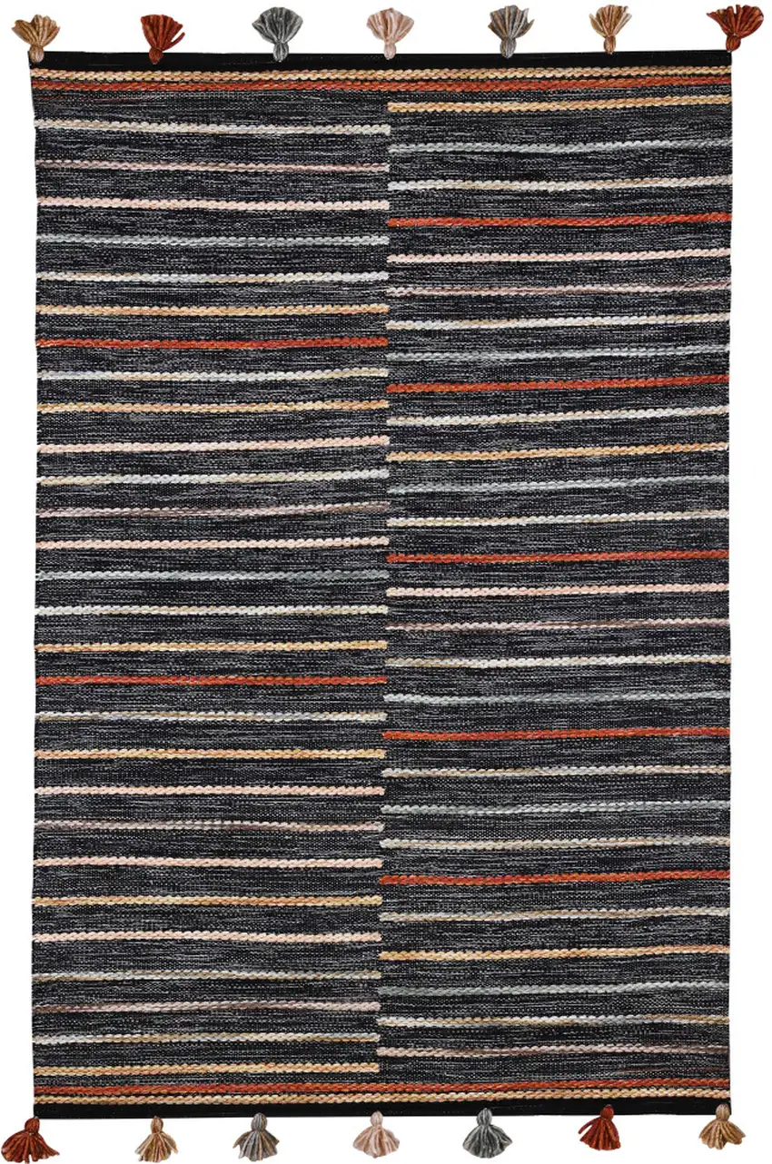 Gray and Orange Geometric Hand Woven Area Rug Photo 2