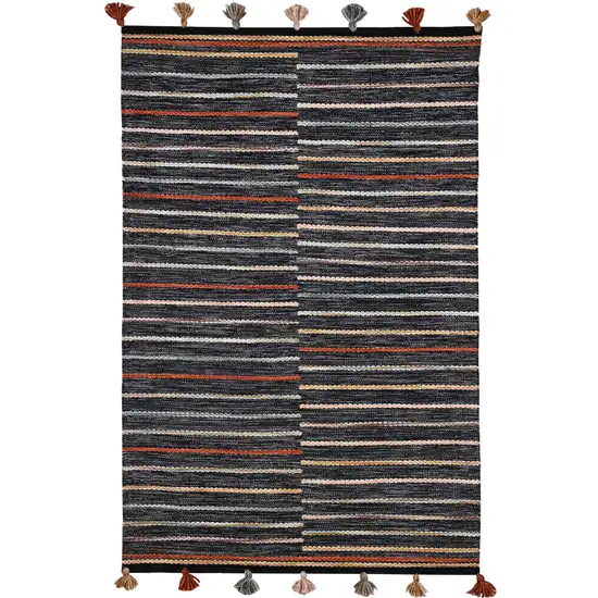 Gray and Orange Geometric Hand Woven Area Rug Photo 5