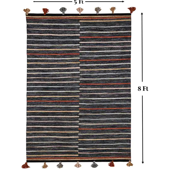 Gray and Orange Geometric Hand Woven Area Rug Photo 7