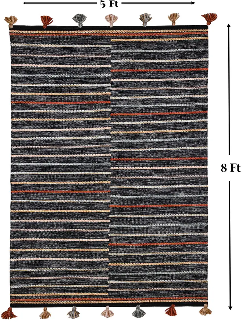 Gray and Orange Geometric Hand Woven Area Rug Photo 7