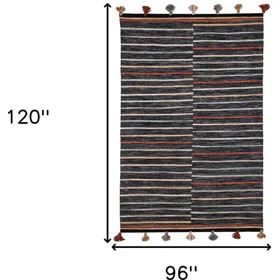 Gray and Orange Geometric Hand Woven Area Rug Photo 3