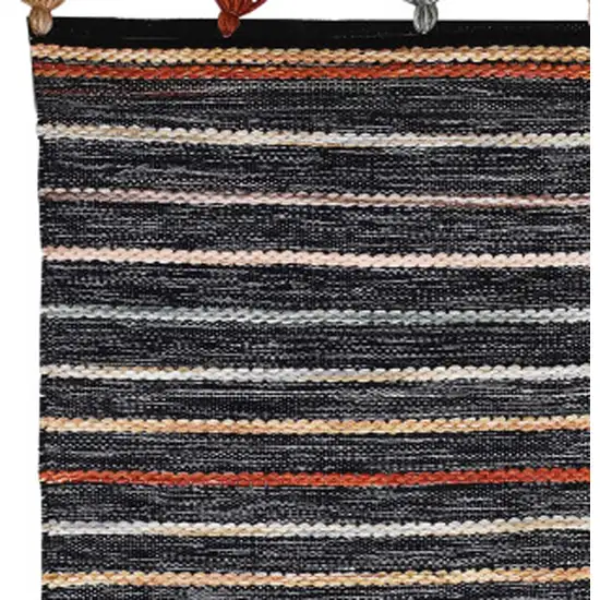 Gray and Orange Geometric Hand Woven Area Rug Photo 4