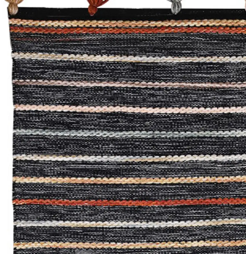 Gray and Orange Geometric Hand Woven Area Rug Photo 4
