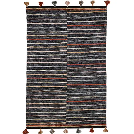 Gray and Orange Geometric Hand Woven Area Rug Photo 2