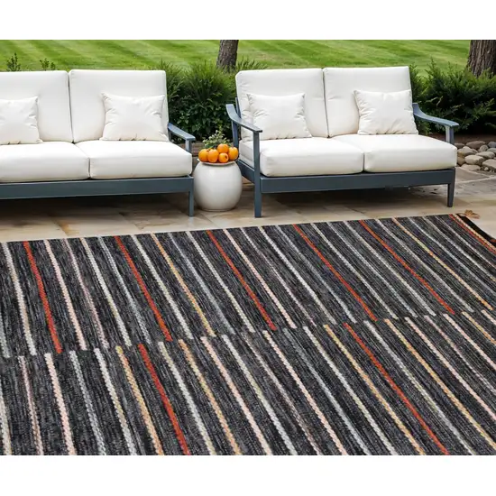 Gray and Orange Geometric Hand Woven Area Rug Photo 1