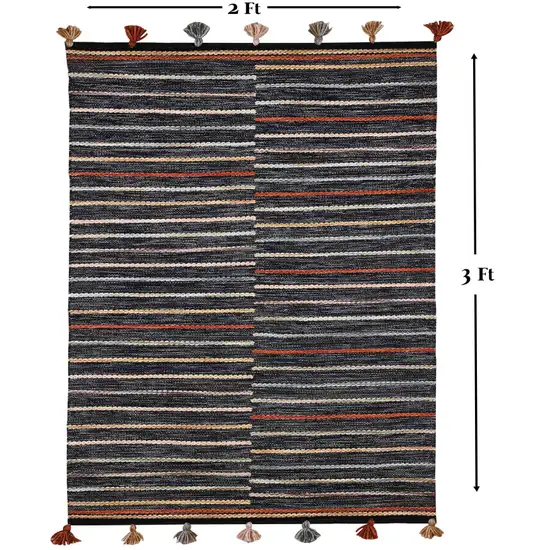 Gray and Orange Geometric Handmade Indoor Outdoor Area Rug Photo 7