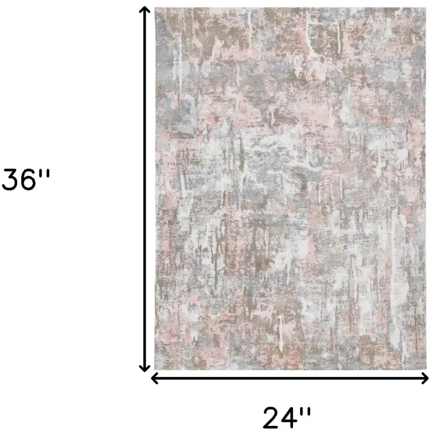 Gray and Pink Abstract Hand Loomed Area Rug Photo 8
