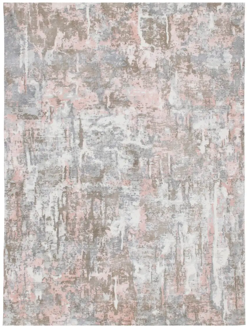 Gray and Pink Abstract Hand Loomed Area Rug Photo 2