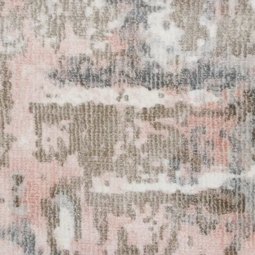 Gray and Pink Abstract Hand Loomed Area Rug Photo 9