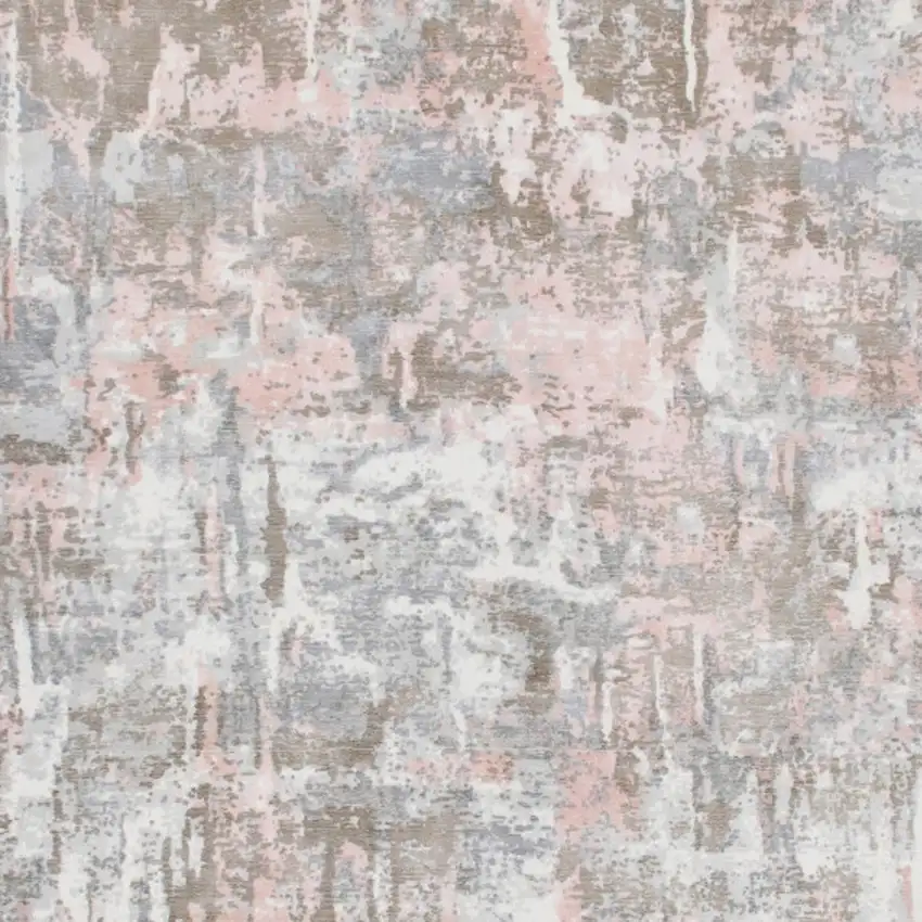 Gray and Pink Abstract Hand Loomed Area Rug Photo 6