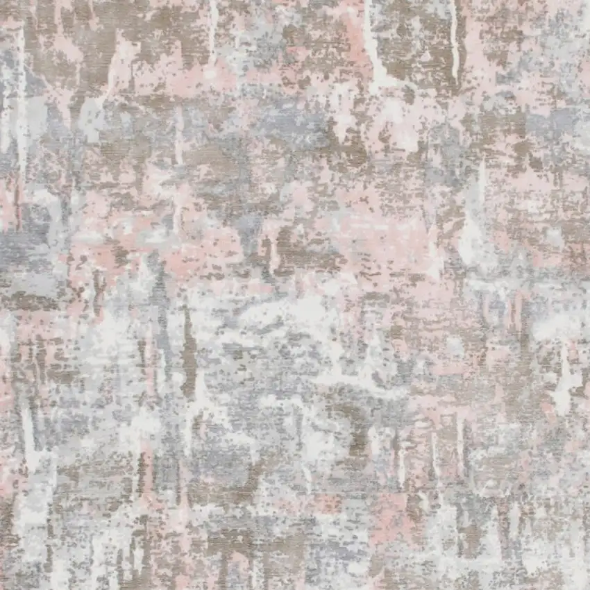 Gray and Pink Abstract Hand Loomed Area Rug Photo 7