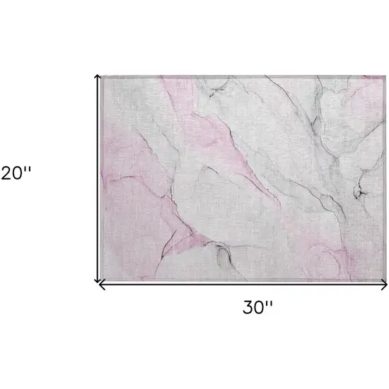 Gray and Pink Abstract Washable Non Skid Indoor Outdoor Area Rug Photo 3
