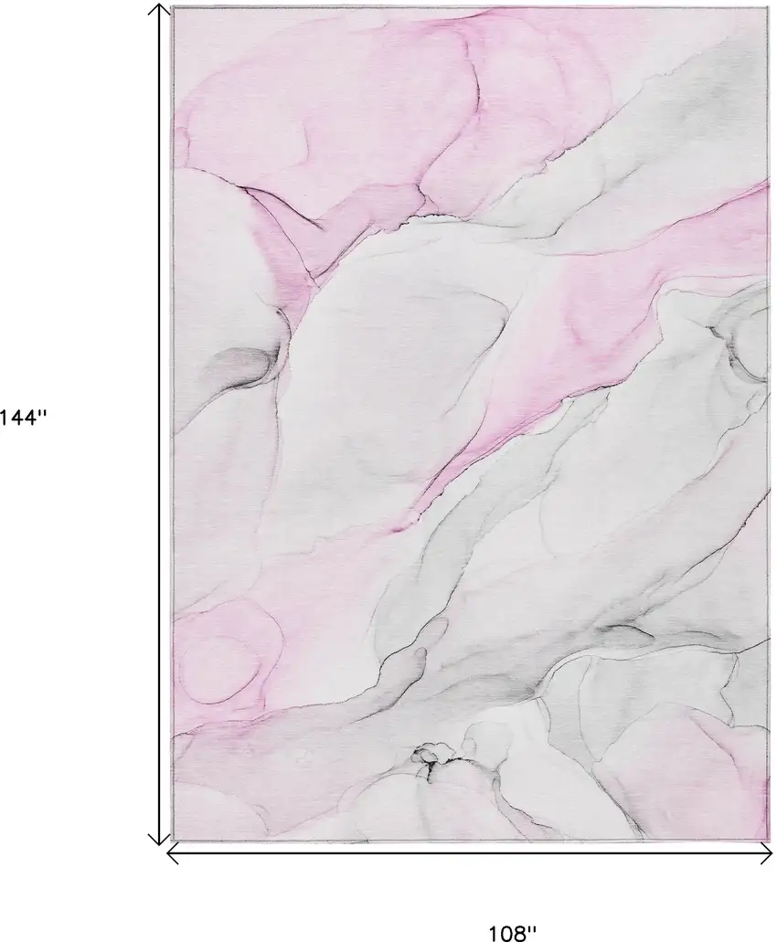 Gray and Pink Abstract Washable Non Skid Indoor Outdoor Area Rug Photo 3