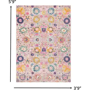 Photo of Gray and Pink Distressed Area Rug
