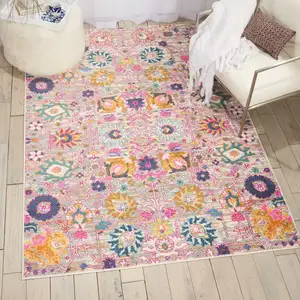 Photo of Gray and Pink Distressed Area Rug