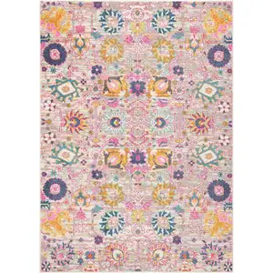 Photo of Gray and Pink Distressed Area Rug