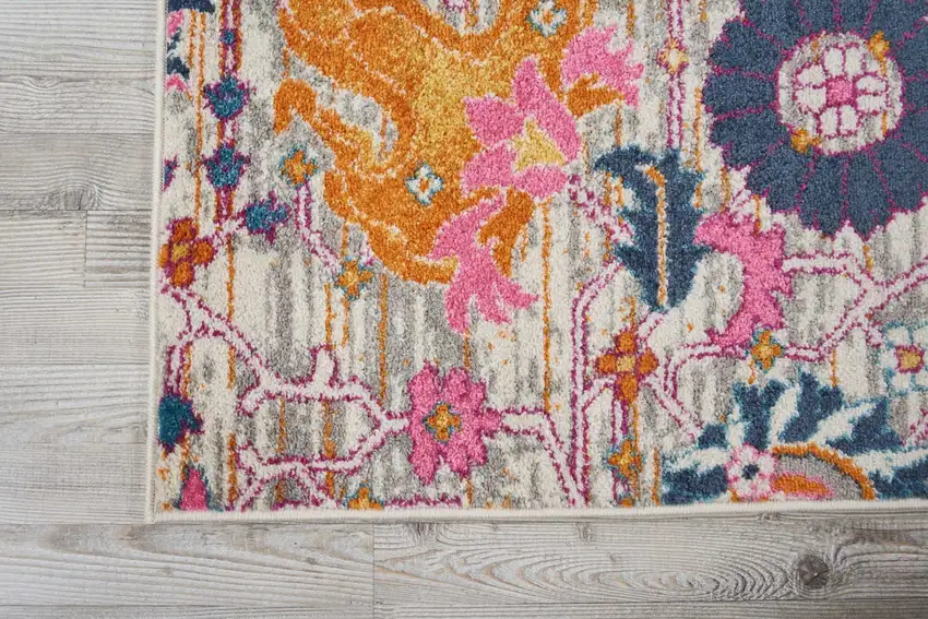 Gray and Pink Distressed Area Rug Photo 3