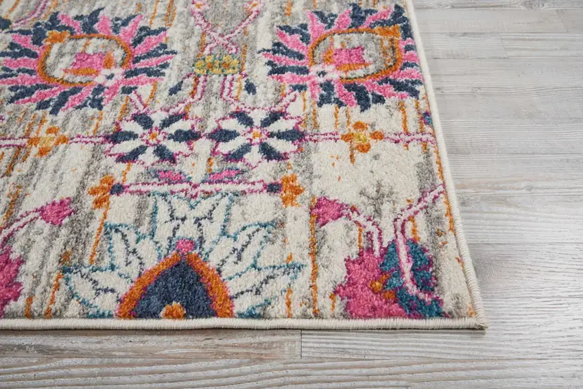 Gray and Pink Distressed Area Rug Photo 5